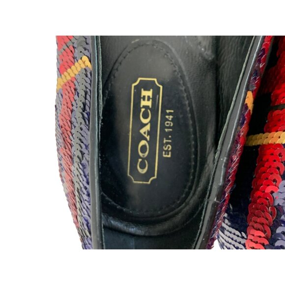 Coach Debrorah Womens Sequin Plaid Ballet Flats Size 6B Holiday EUC - Picture 9 of 9